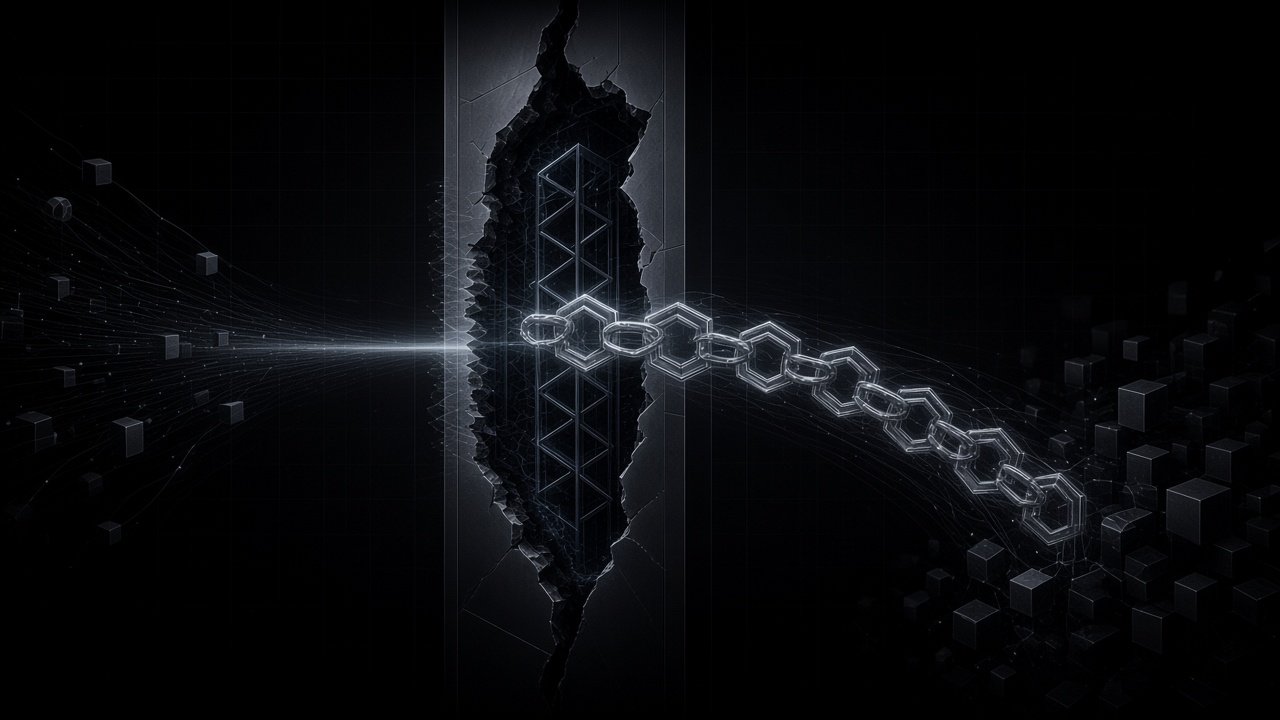 An intact chain of certificate seals follows a compromised DNS lattice toward the wrong endpoint.